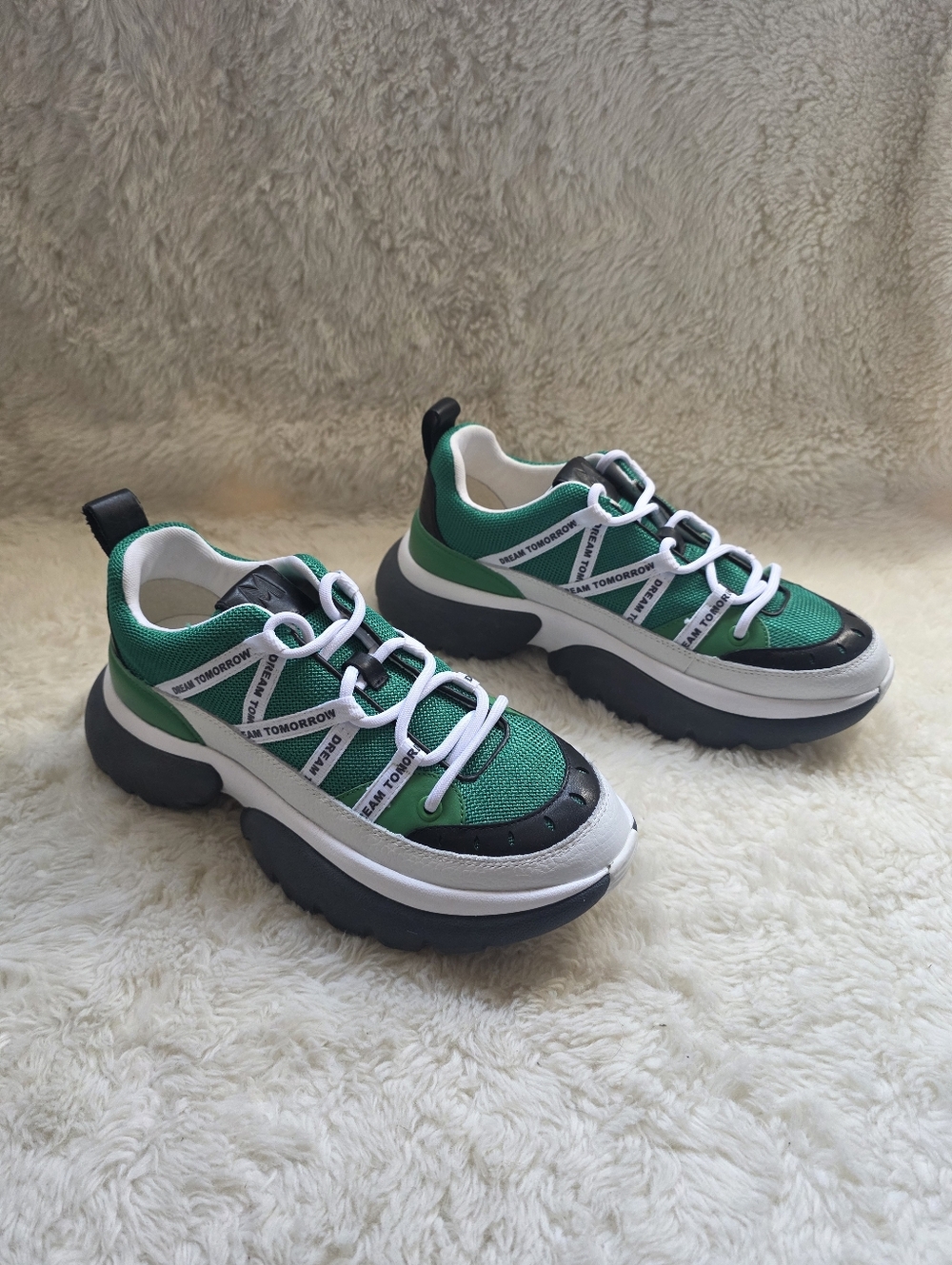 Maje "Dream Tomorrow" Green Chunky Sneakers - Size 9 Womens NWT - Picture 4 of 10